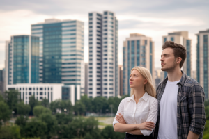 couple-jeune-professionnel-ville-immeubles