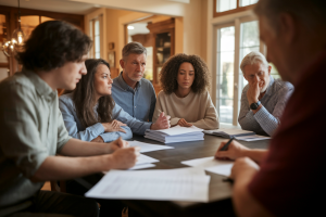 documents-table-adultes-visages-flous