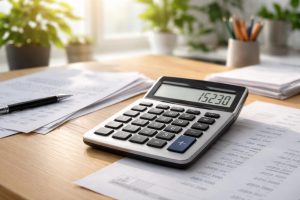 calculatrice-table-papiers-bureau-plantes