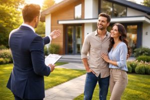 agent-immobilier-couple-maison-moderne