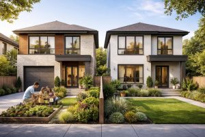 maisons-mitoyennes-modernes-jardin-barriere